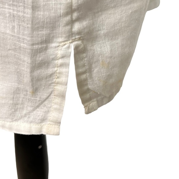 J Crew Ivory Linen Blend Embroidered 3/4 Sleeve Tunic Top Size XL Coastal Boho - Picture 14 of 16